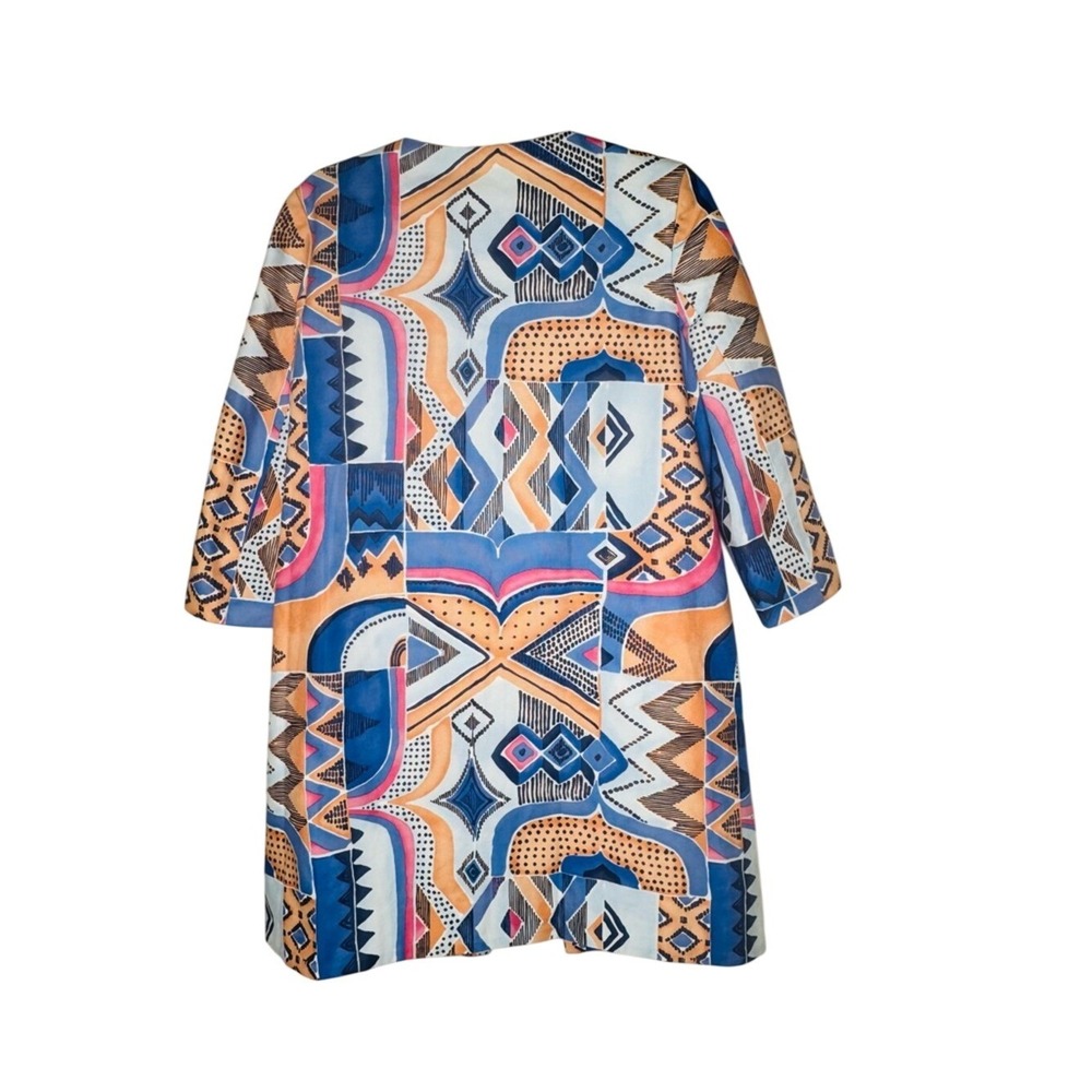 J McLaughlin Womens Sussex Turkish Longline Jacket Duster Sz S Artsy Abstract - Picture 9 of 12